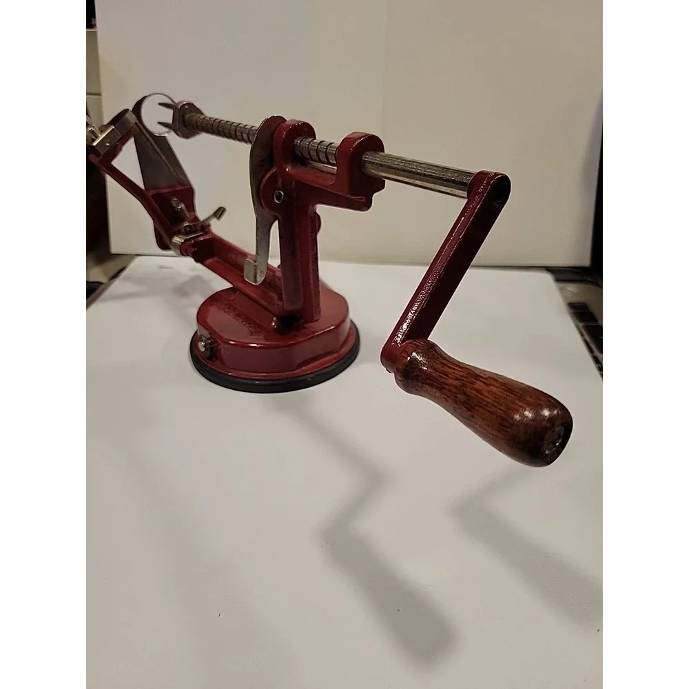 Crank Apple Peeler With Wooden Handle BURGANDY COLOR